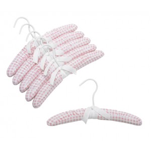 Childrens Pink & White Fabric Padded Hangers