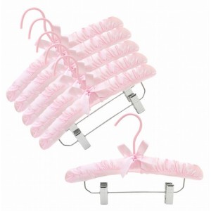 Childrens Pink Satin Padded Hangers w/ Clips