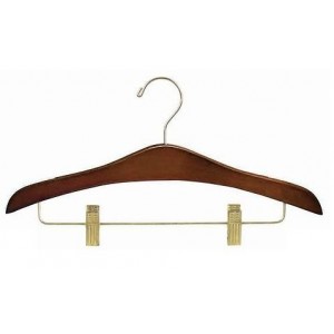 Walnut & Brass Decorative Combination Hanger w/ Clips