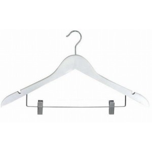 White Flat Combination Hanger w/Clips